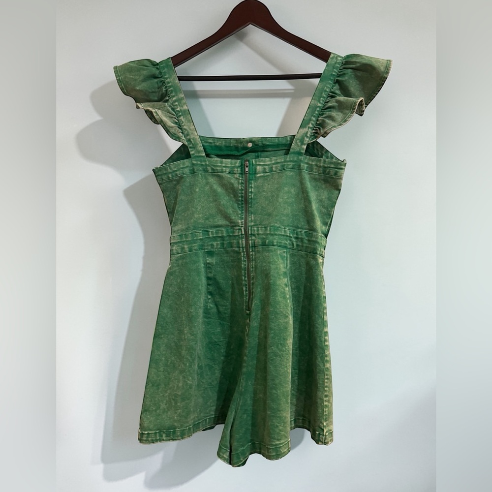 Flying Tomato Emerald Green Washed Romper - Picture 2 of 4
